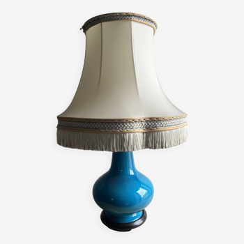 Lampe vintage en faïence de Rodez bleu turquoise