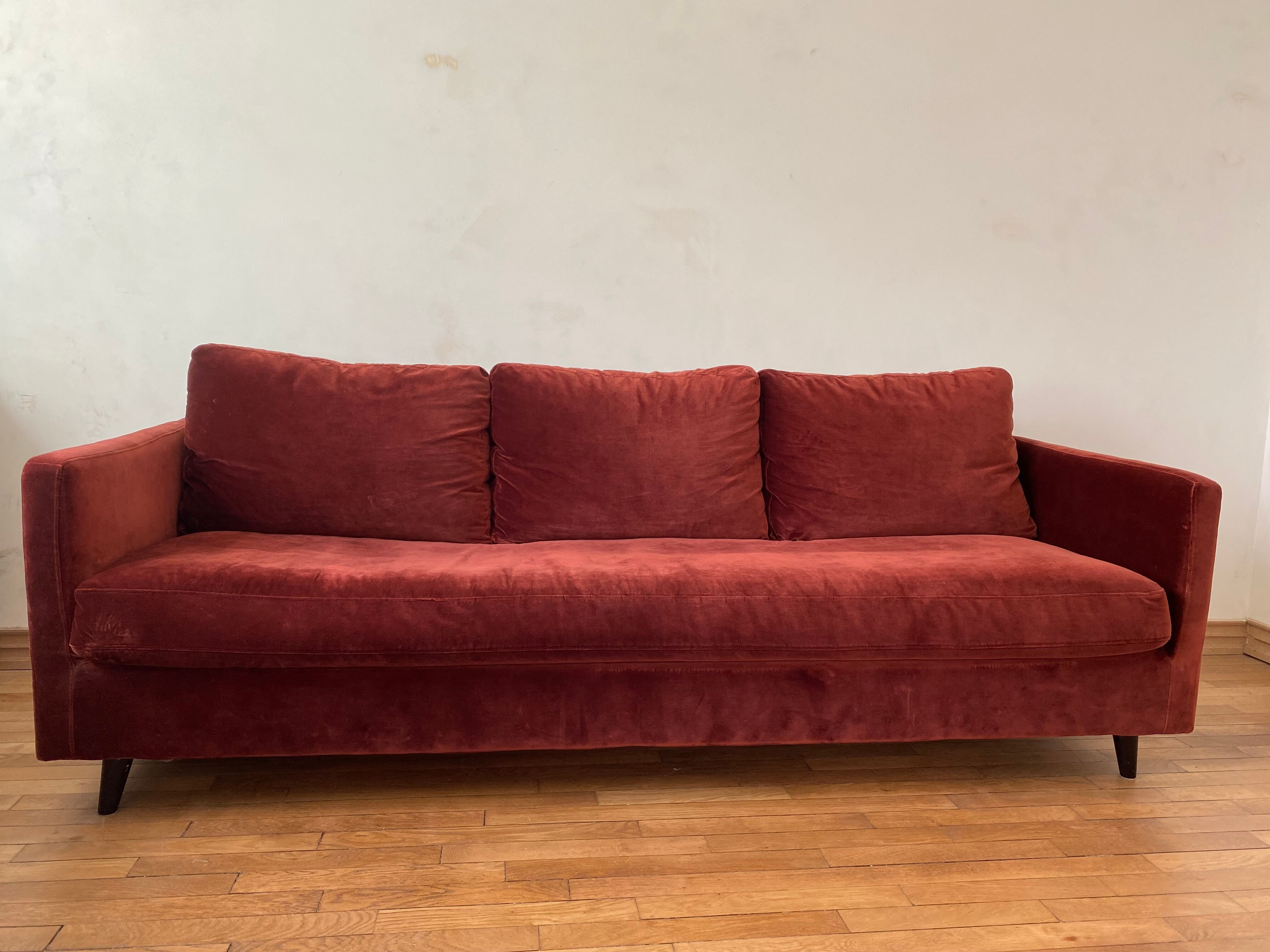 Terracotta convertible velvet sofa