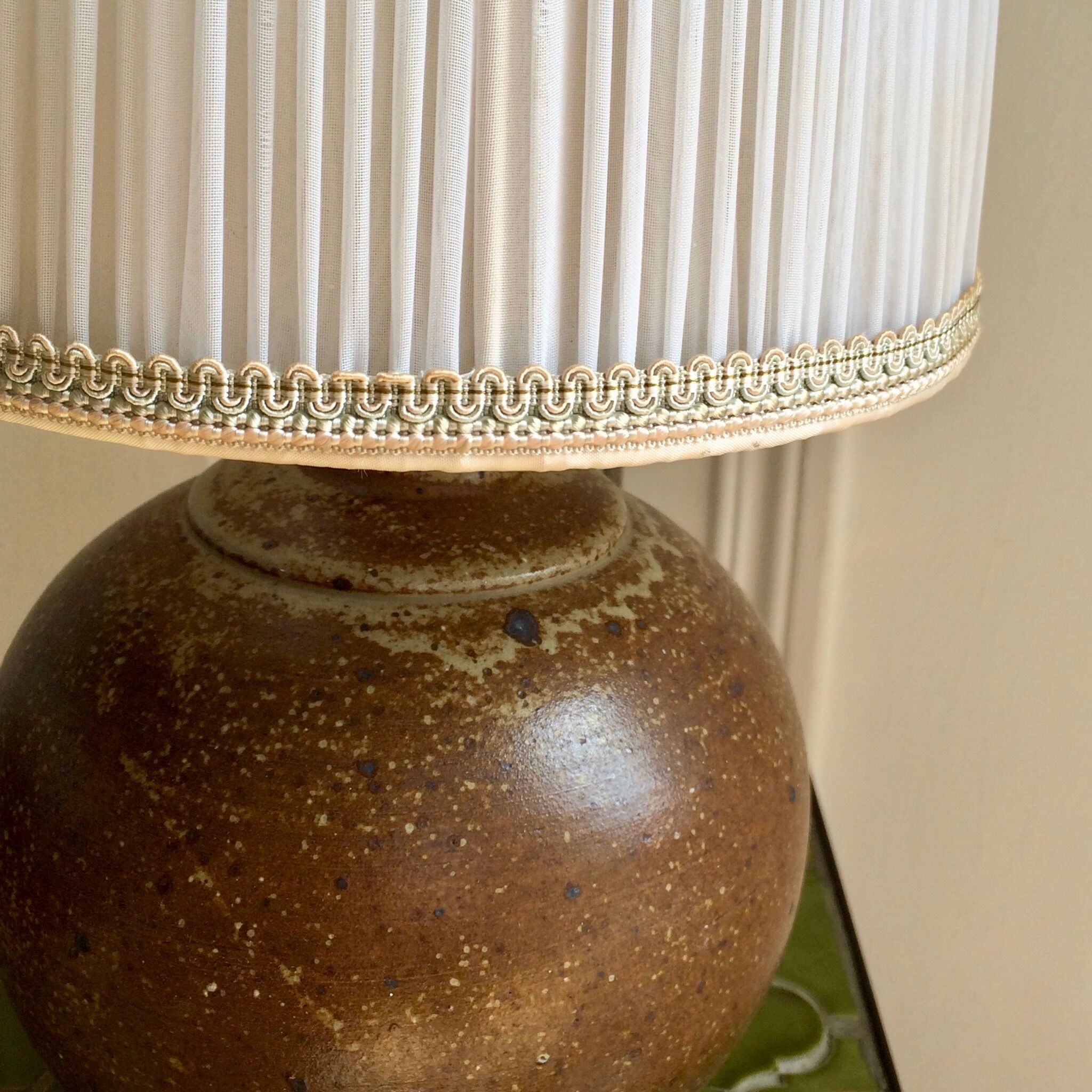 Vintage stoneware ball lamp