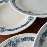 Set of 6 semi-deep plates in ironstone Longchamp model Denise.