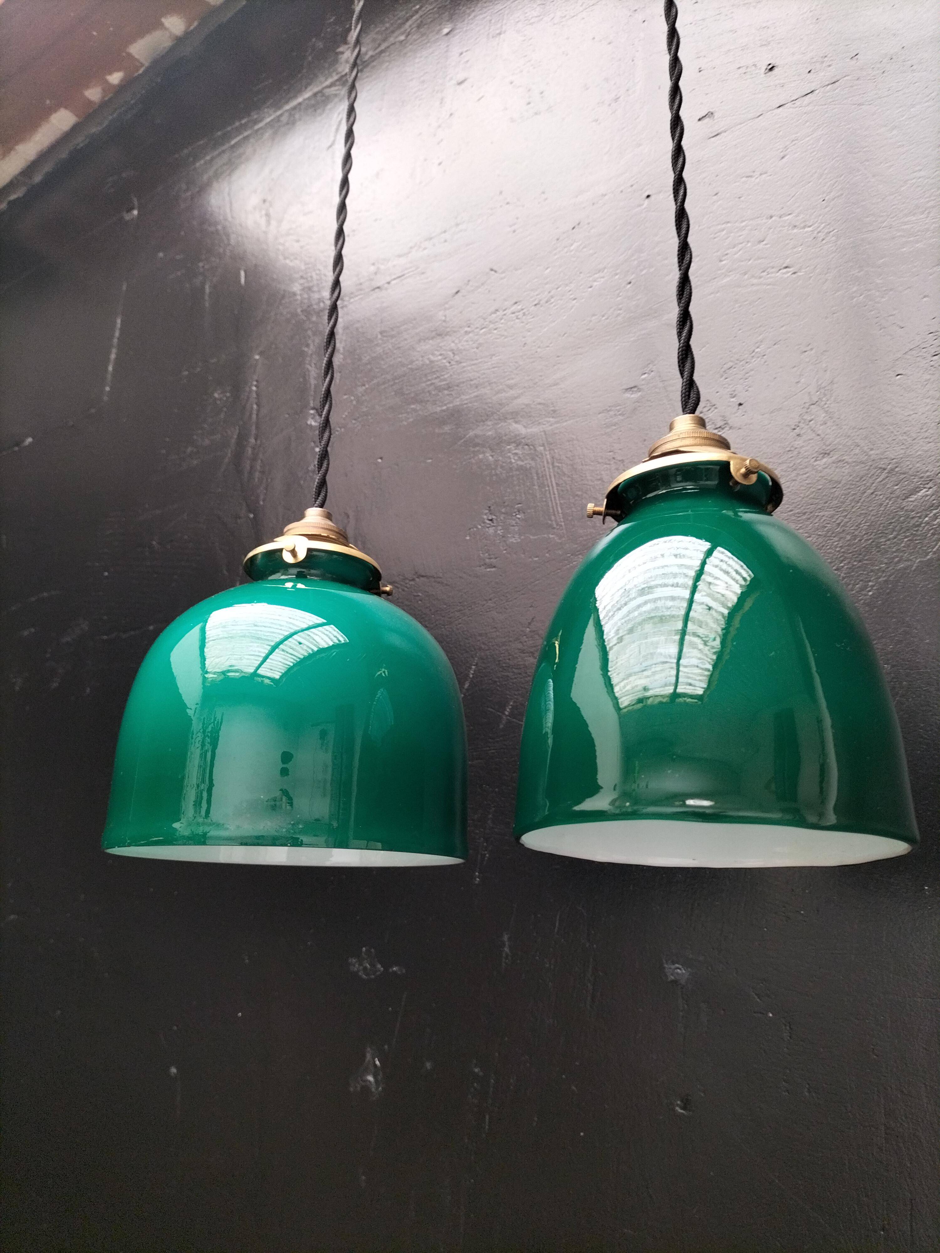 Green opaline pendant lights