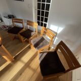 Table and 4 chairs in solid elm Regain