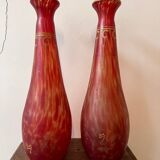 Paire de vases signes Legras. Arr deco. Pâte de verre