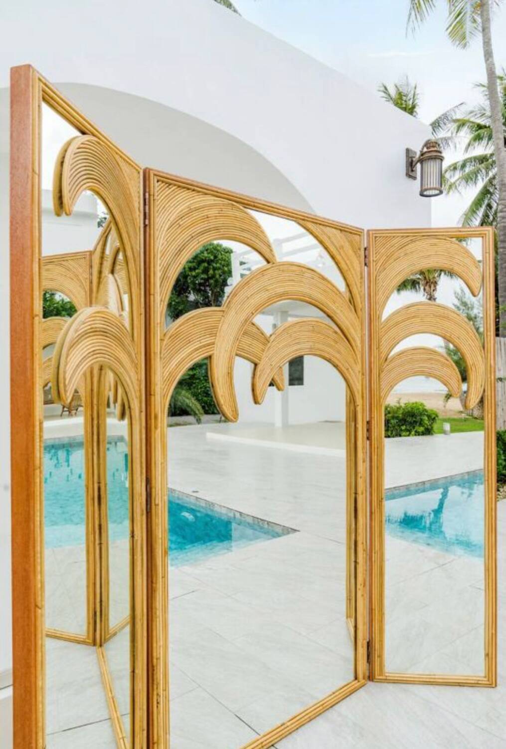 Mirror and rattan screen