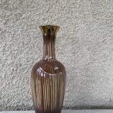 Soliflore vase in beige and gold glazed ceramic, numbered and vintage