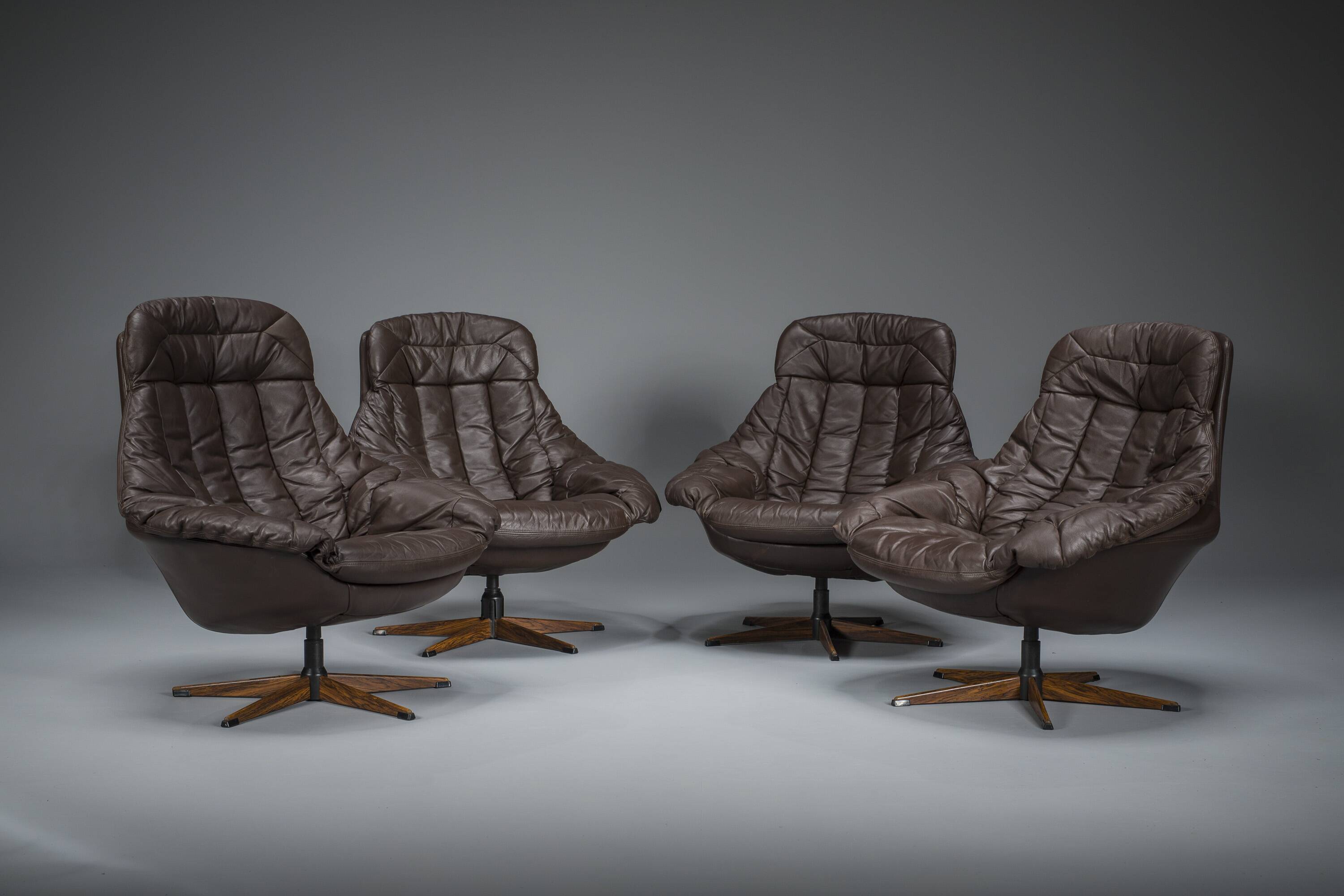 Scandinavian Swivel Armchairs by HW Klein for Bramin, 1960s, Set of 4
