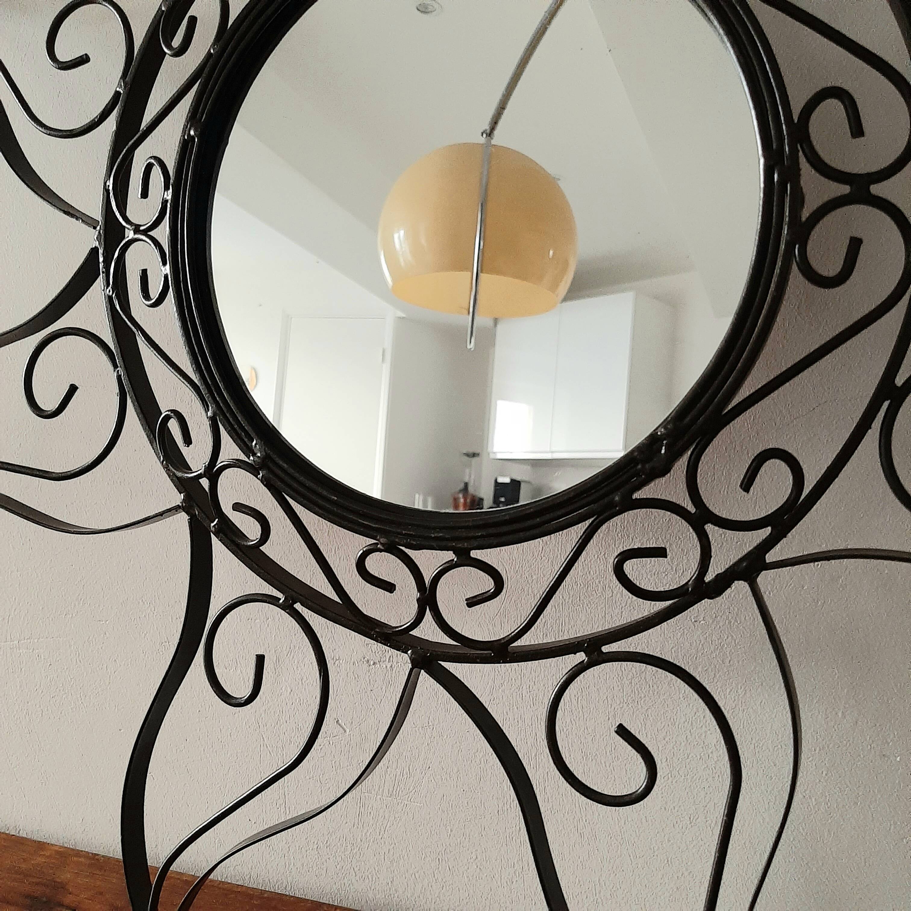 Wrought iron sun mirror