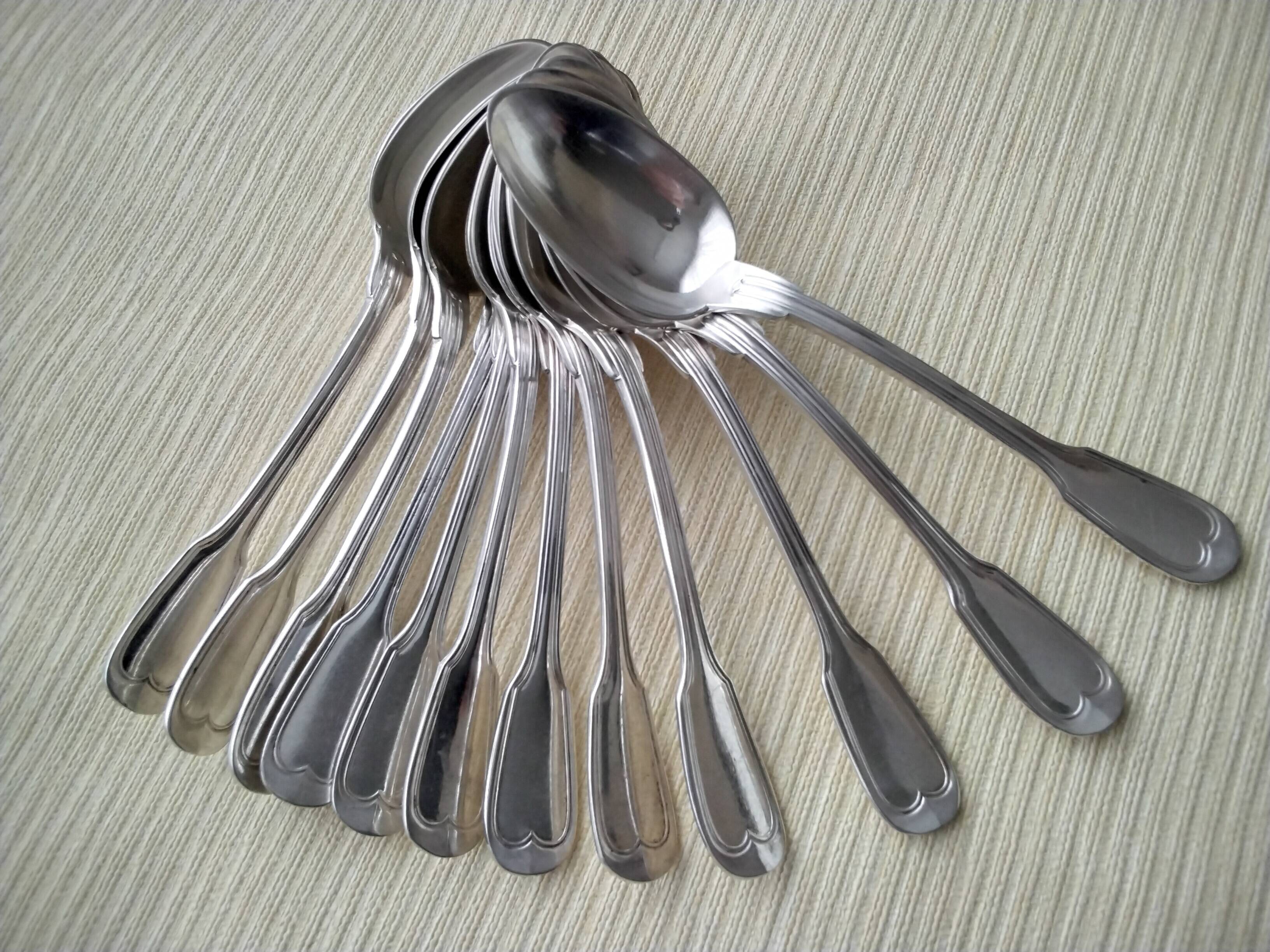 12 Coffee spoons in silver metal Net model
