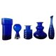 Ensemble de cinq vases en verre cobalt du milieu du siècle, Harzkristall, Marita Voigt, 1970