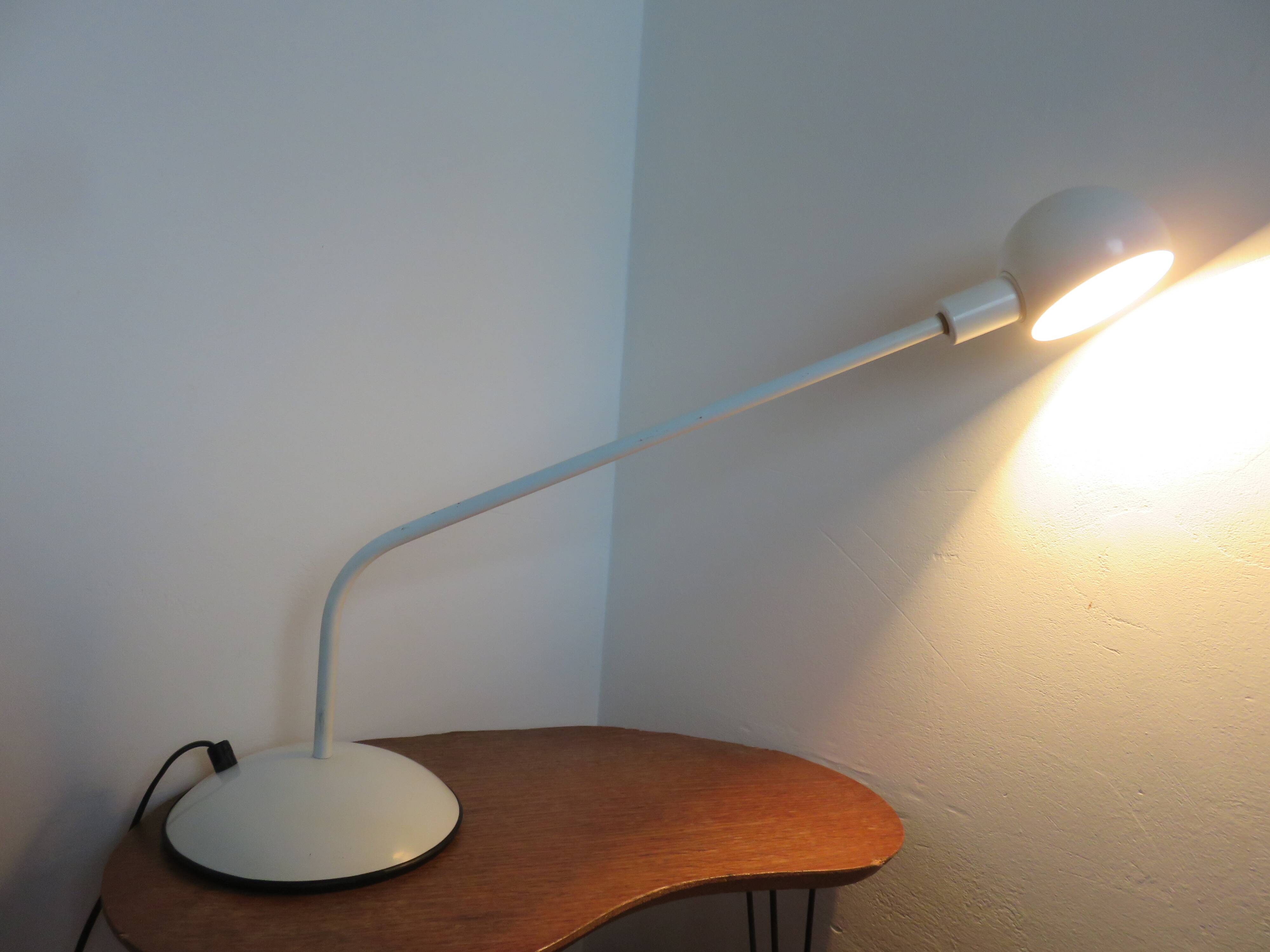 80s white metal desk lamp