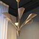Elegant Chandelier with Six Arms, Perforated Metal Shade, Midcentury Modern