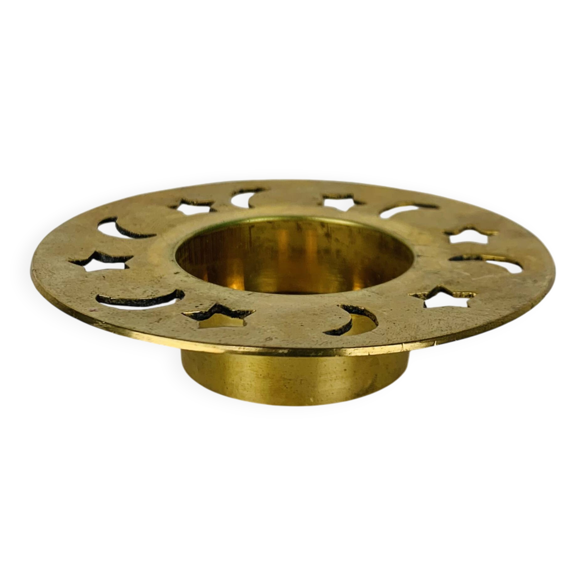 Vintage gold brass candle holder