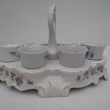 Ancien service de 6 coquetiers en porcelaine décorée sur support