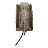 Rare lampe murale Vitrika en verre pressé et métal. Danemark années 1970.