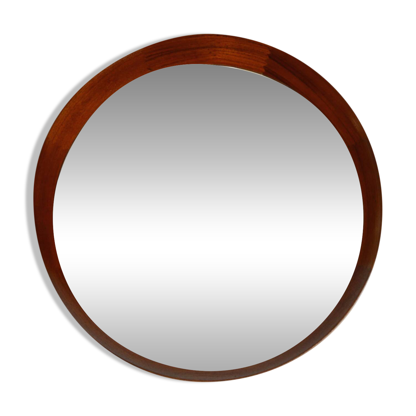 Beautiful round 1960s teak wall mirror by TH. POSS 'EFTF Copenhagen Denmark