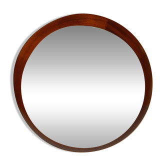 Beautiful round 1960s teak wall mirror by TH. POSS 'EFTF Copenhagen Denmark