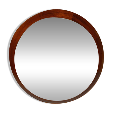 Beautiful round 1960s teak wall mirror by TH. POSS 'EFTF Copenhagen Denmark