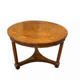 Antique round marquetry Empire table from the early 19th century