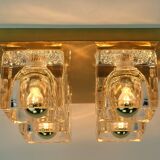 mid century peill & putzler brass CEILING LIGHT with 4 glass cubes 1960s/70