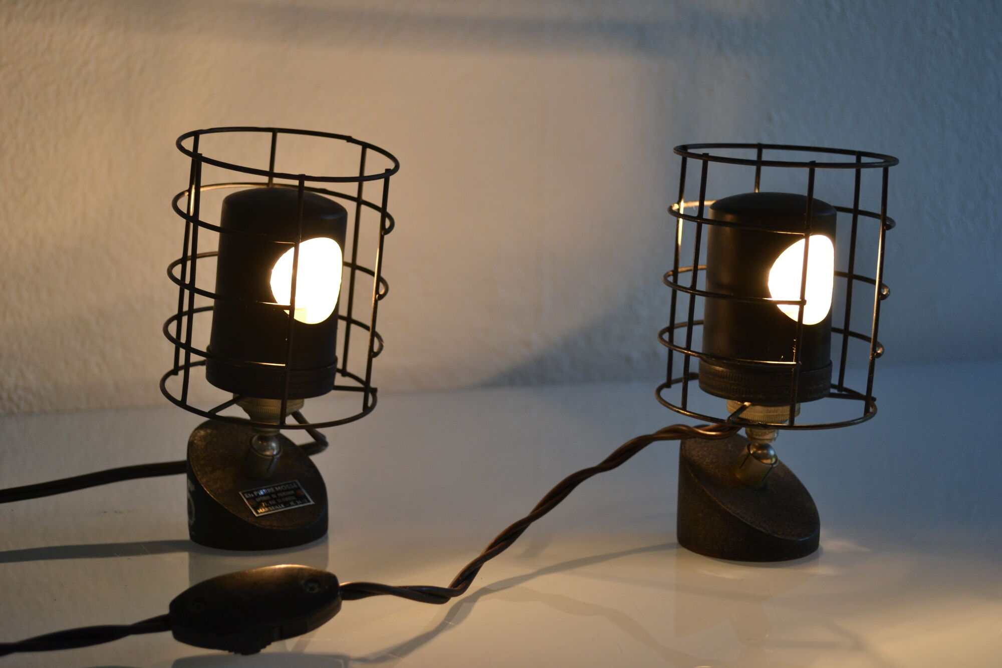 Paire de lampes vintage 50's de laboratoire bbt krauss