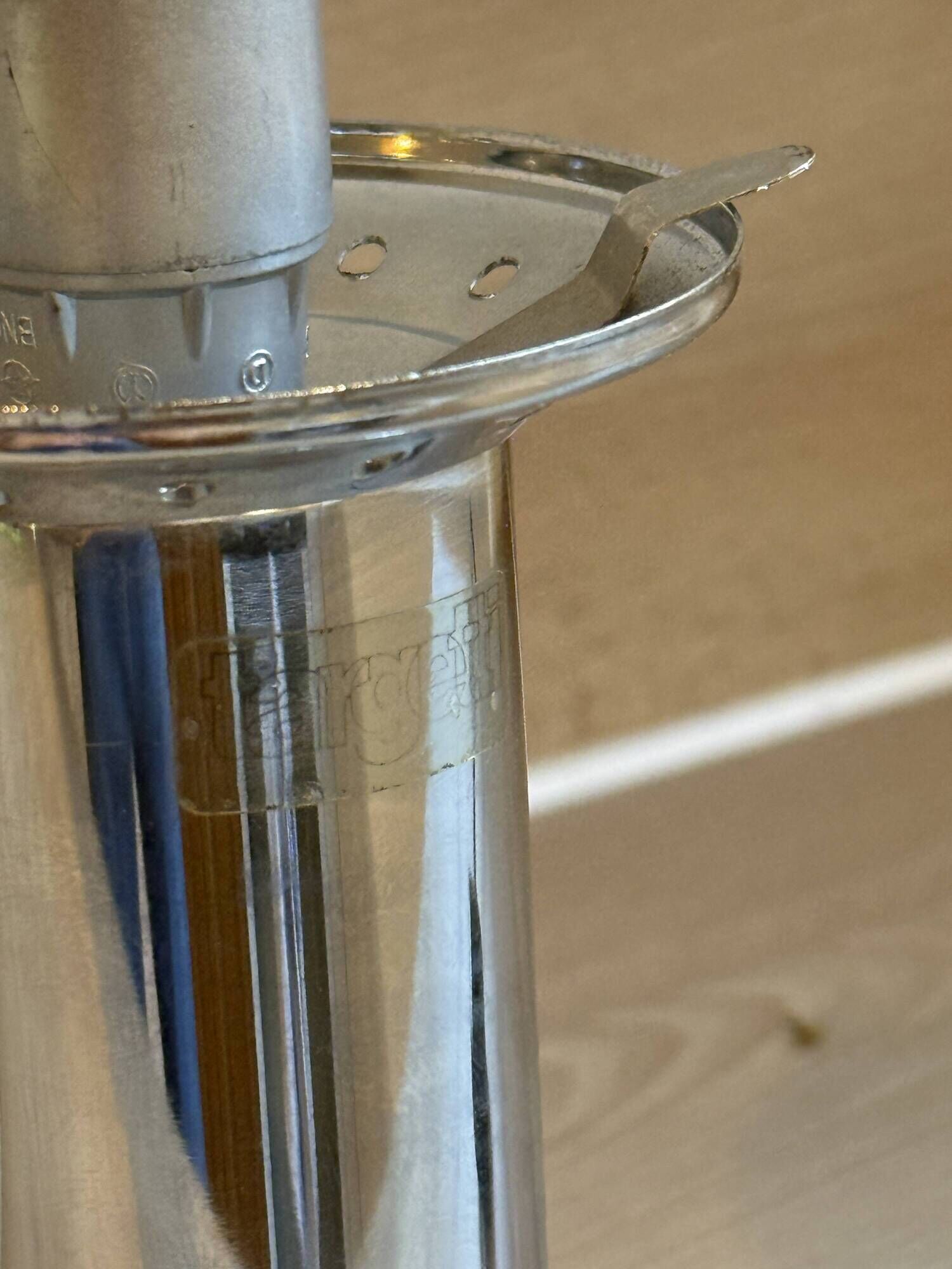 TARGETTI table lamp in chrome and transparent/white glass.