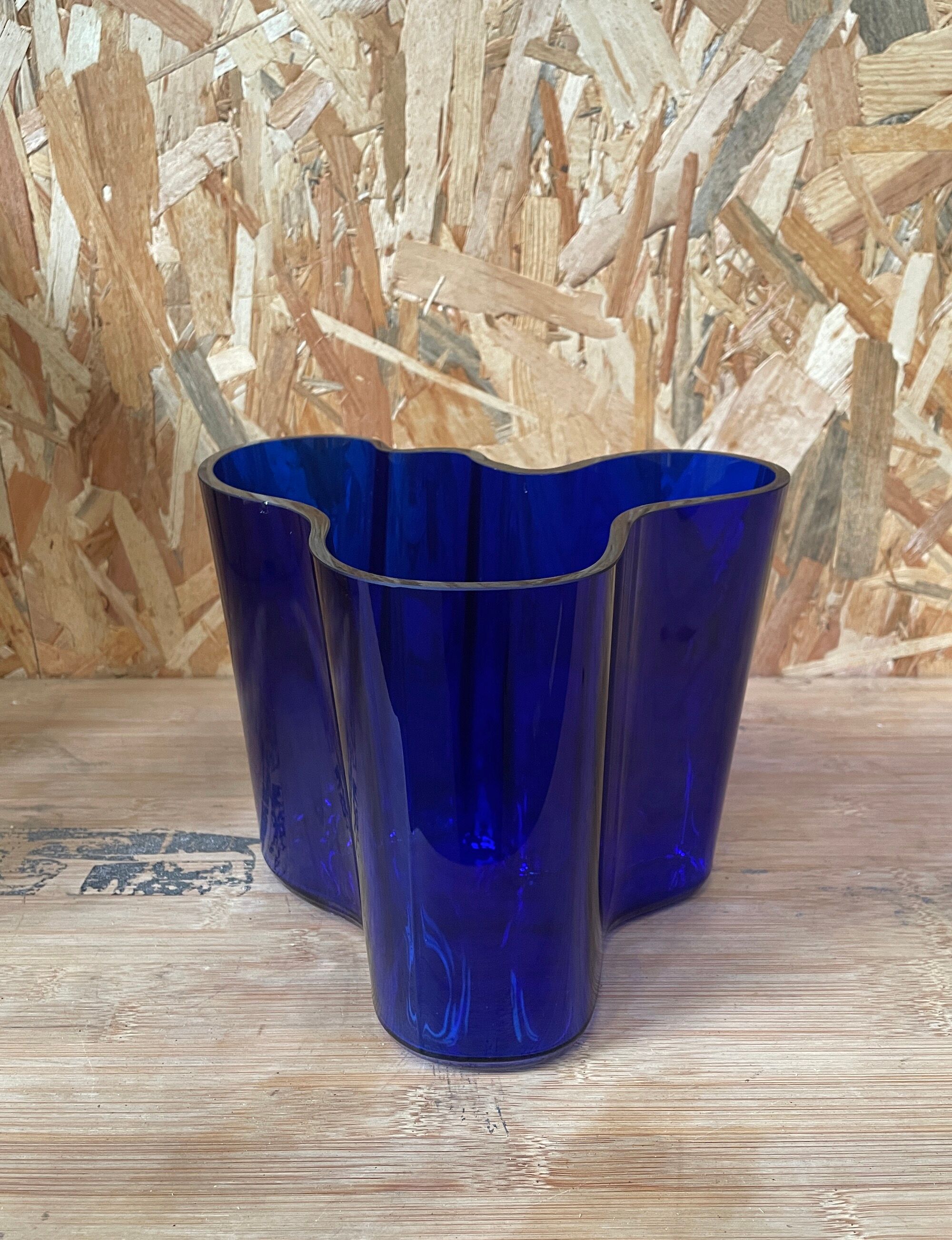 Cobalt blue Savoy vase by Alvar Aalto, numbered and signed 1989
