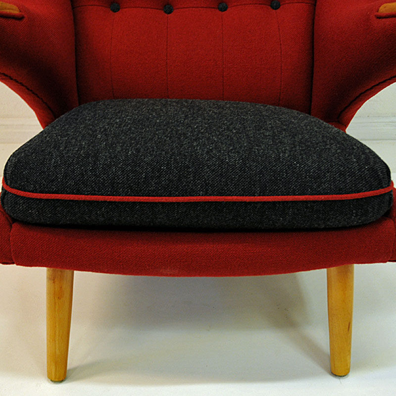 Red and massive Wingback armchair from around 1950`s, Scandinavian
