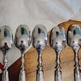 Set of 6 silver-plated fleur-de-lys dessert spoons