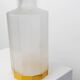 Vintage milky glass vase with yellow base, twelve-faced silhouette, Italian Bormioli, 1980s