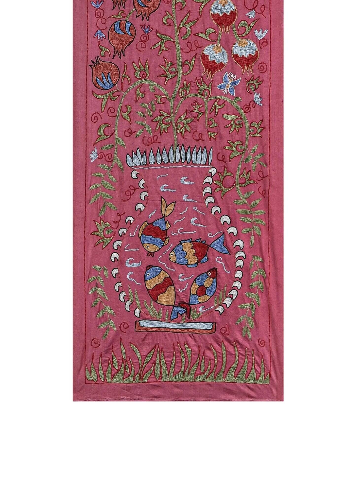 Vintage hand-embroidered tribal tapestry 54x190 cm