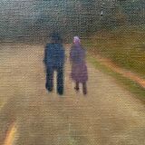 Vintage danish oil on canvas “sunset”, signed by a.takmar 1880-1960