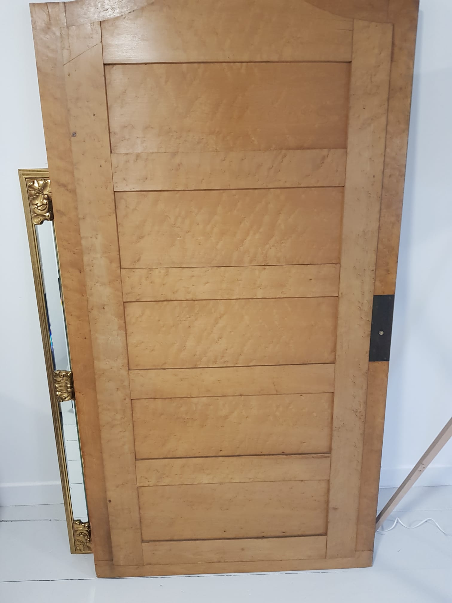 Beveled mirror in elm burl 163cm×65 cm