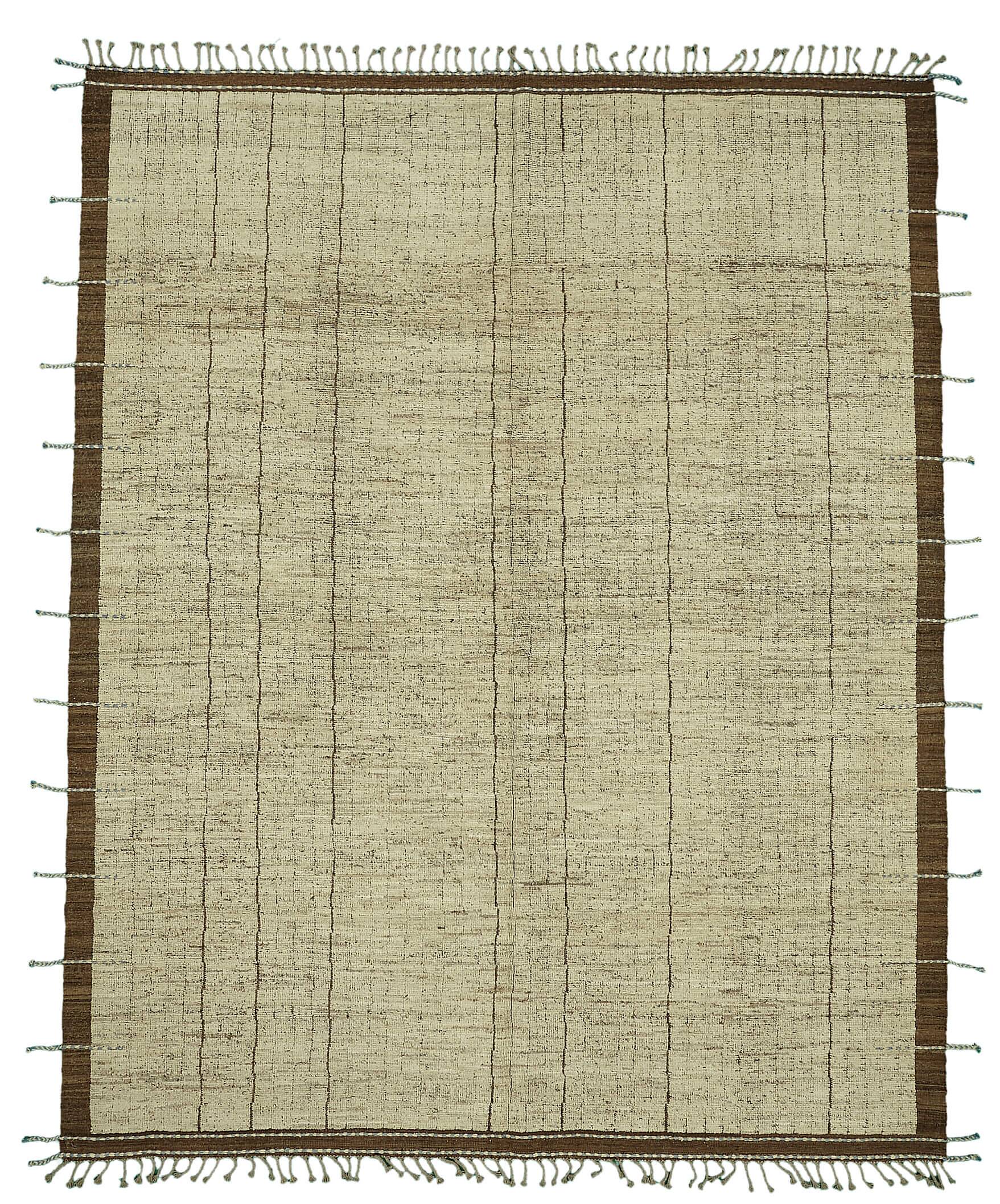 Handmade Turkish One of a Kind 290 cm x 362 cm Beige Wool Carpet