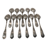 11 silver-plated metal teaspoons, Boulenger LXV scales