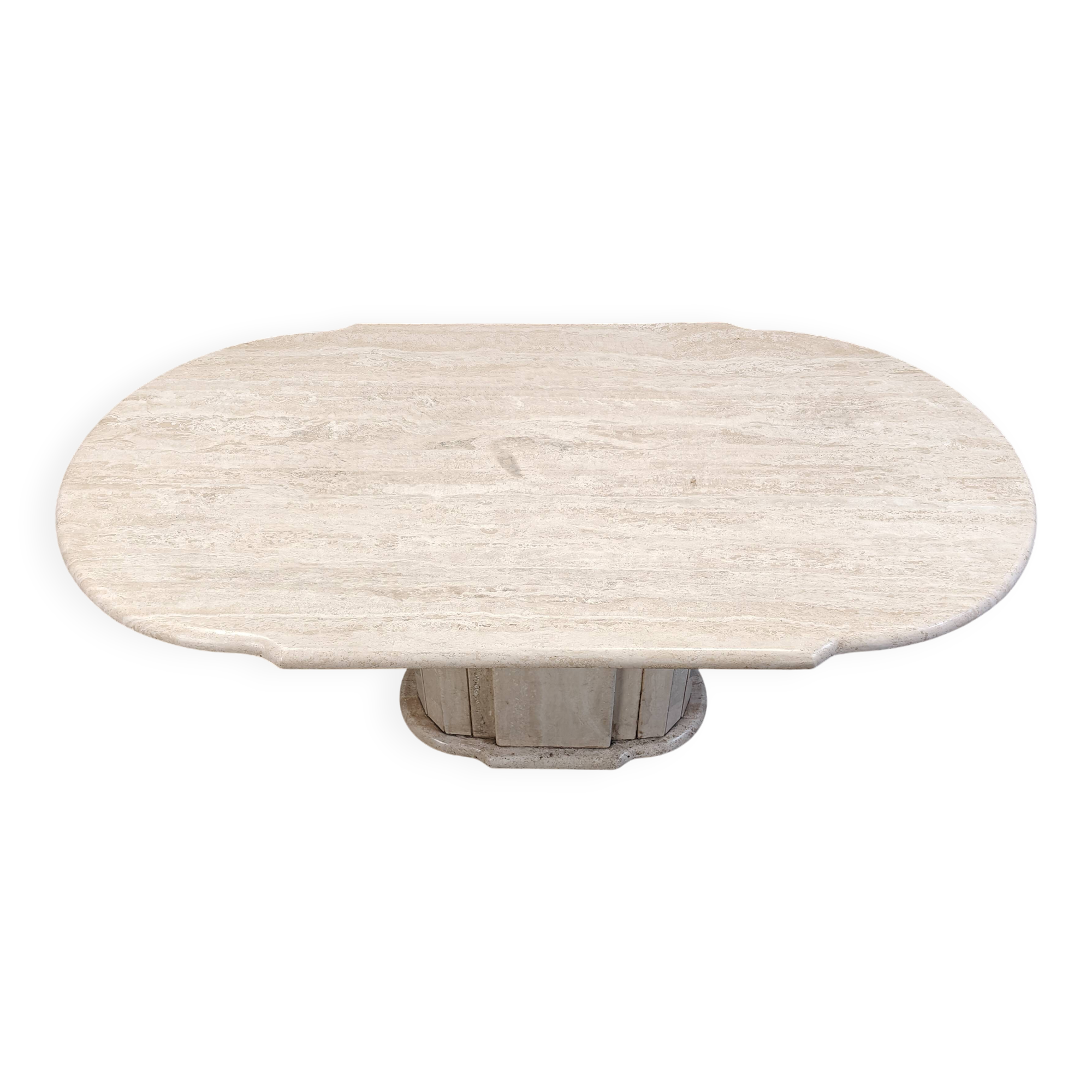 Vintage oval travertine dining table, 1970s