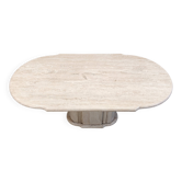 Vintage oval travertine dining table, 1970s