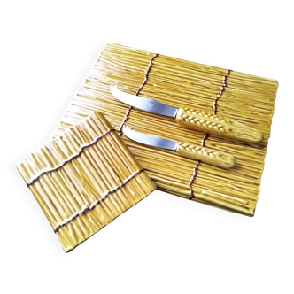 Cheese board and matching butter dish, Vallauris ceramic