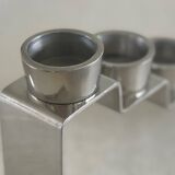 Chrome-plated metal candle holder