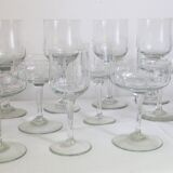Service de verres en cristal ciselé, 3 x 6 verres, 18 verres au total, 1950, vintage