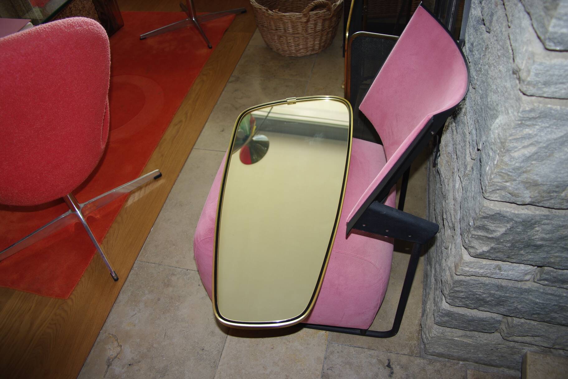 Large vintage teak mirror germany 1960