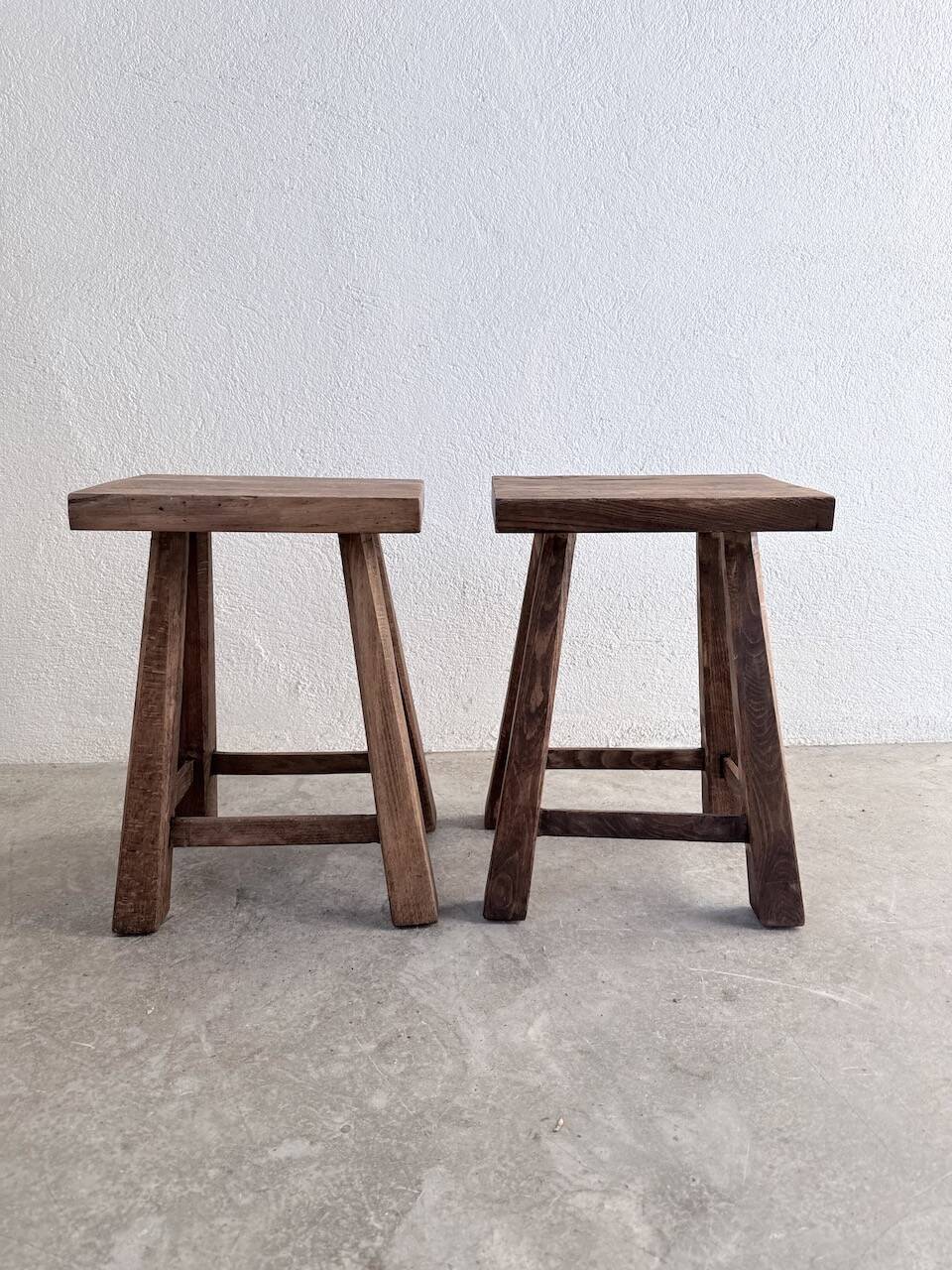 Pair of oak stools from the 1960s.