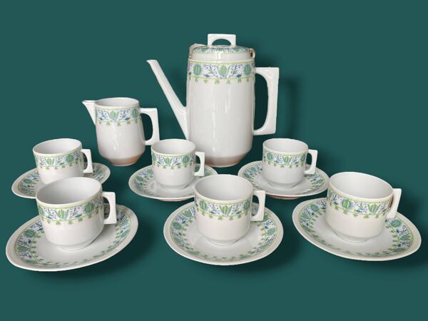 Service à café Vintage porcelaine Limoges Bernardaud Eridan Design 1970