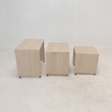 Set of 3 Italian Travertine Nesting Tables, 1980s
