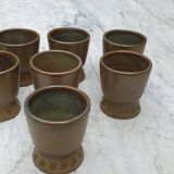 8 verres mazagrans en grès vintage 1970