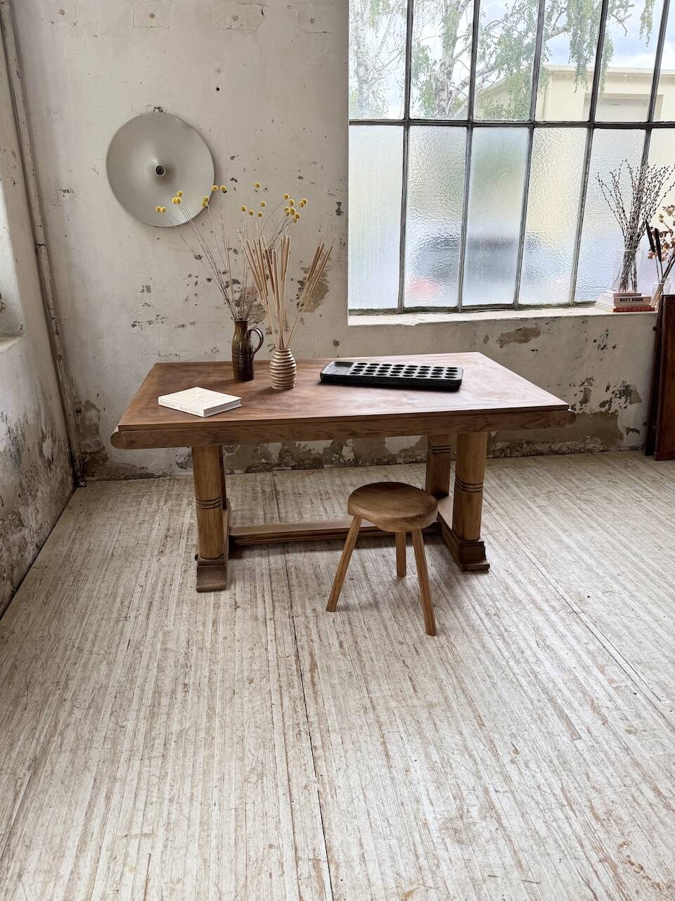 Table de repas chêne 1940 Dudouyt 240cm