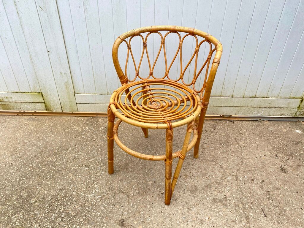 Armchair office chair in vintage rattan 60s