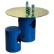 Silös Round Dining Table in Electric Blue Metal
