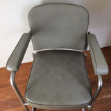 Armchair leatherette gray silver feet