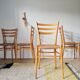 Set of 4 vintage Italian chairs in wood and straw.