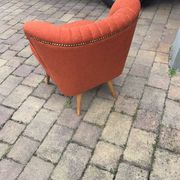 Set of 2 purple cocktail chairs in solid beech, Mid-Century style from the 1960s.